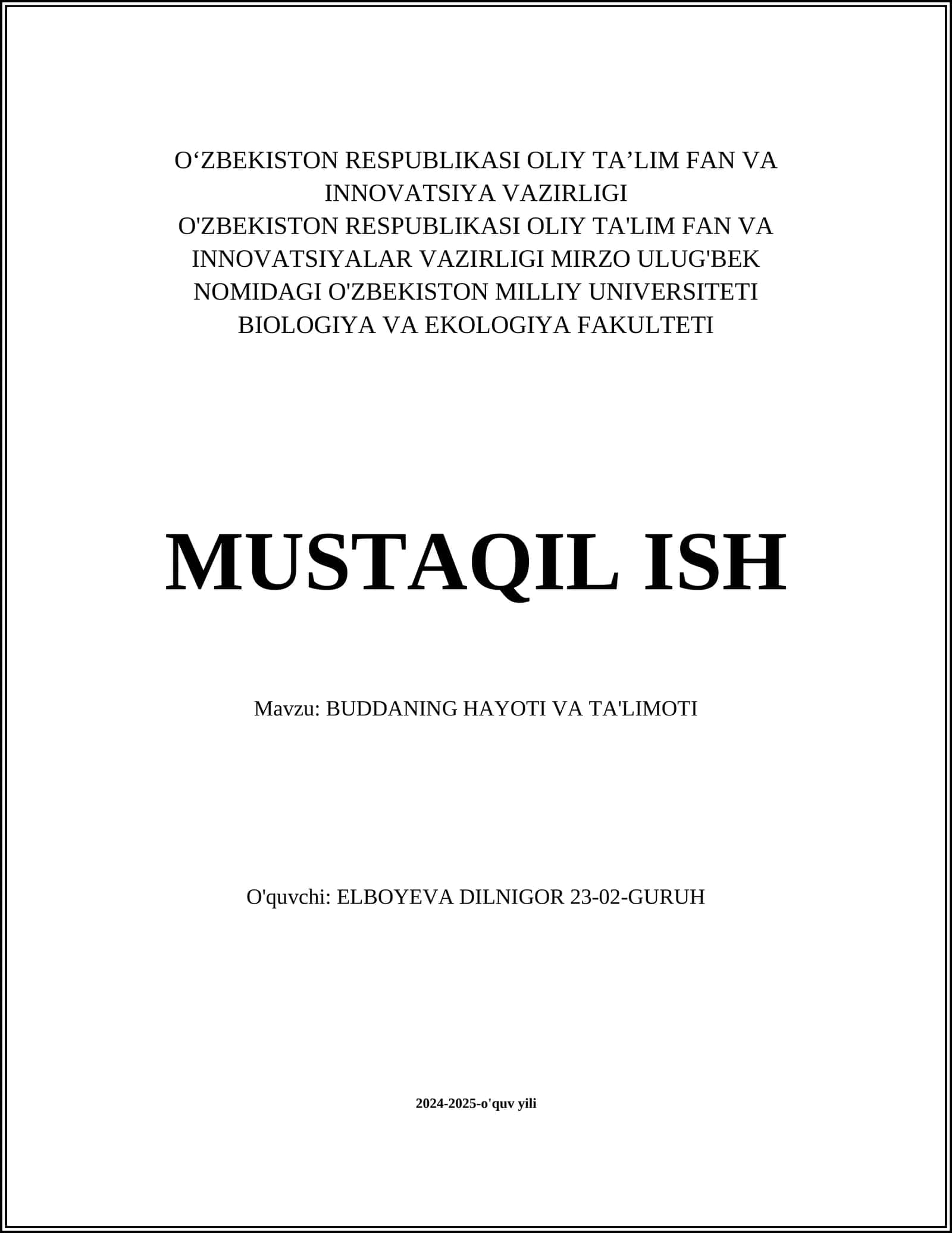 BUDDANING HAYOTI VA TA'LIMOTI 1