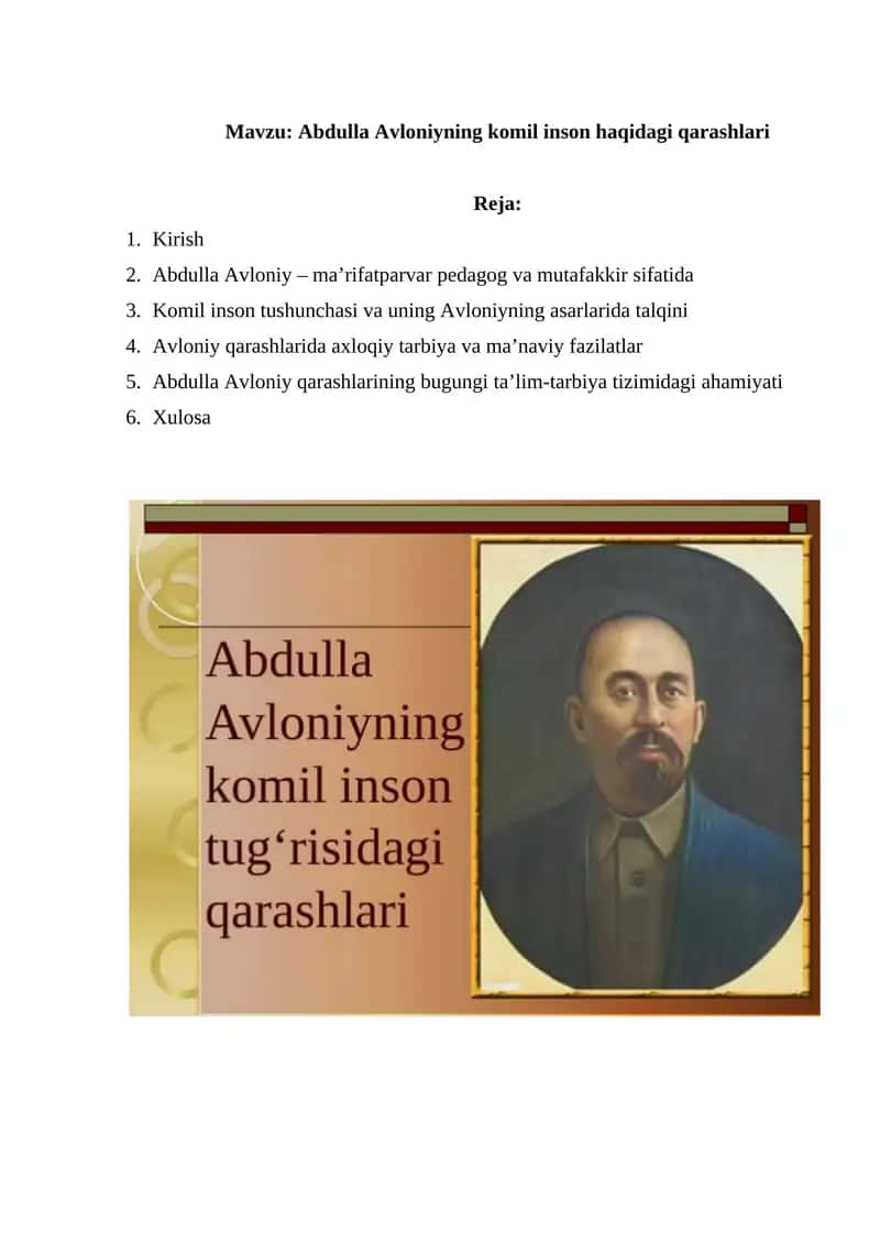 Abdulla Avloniyning komil inson haqidagi qarashlari 1