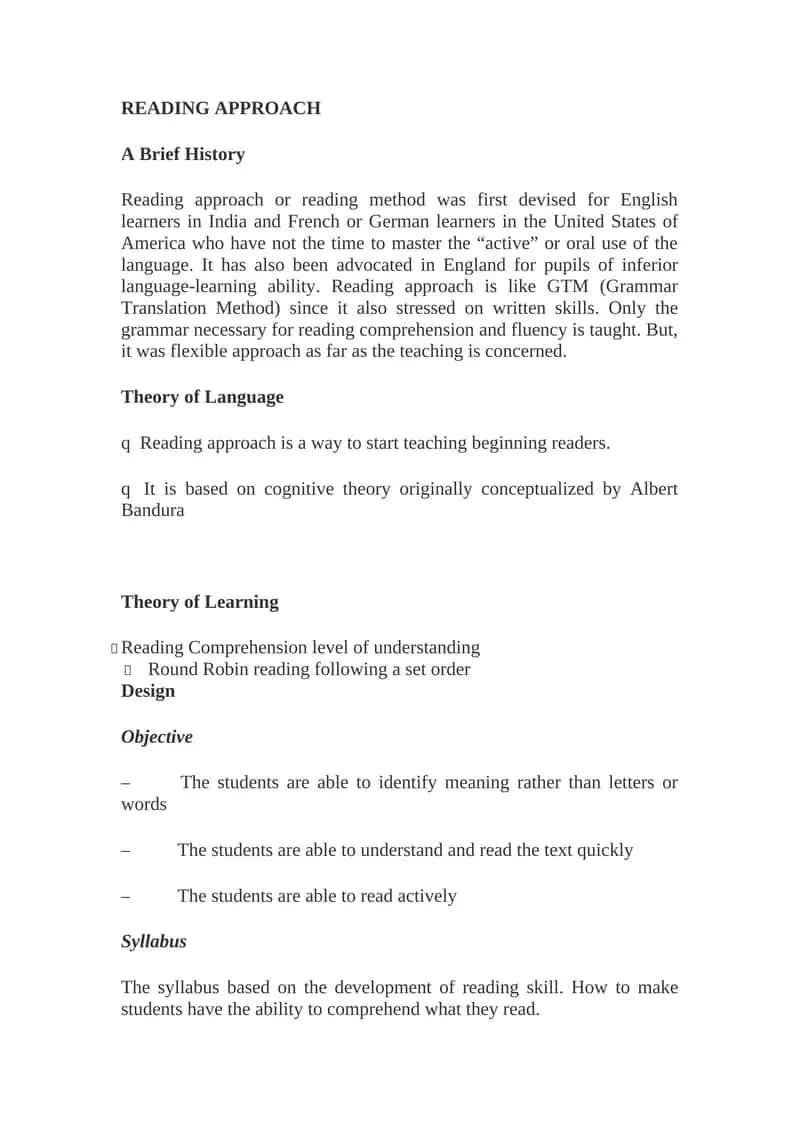 Reading Approach 1