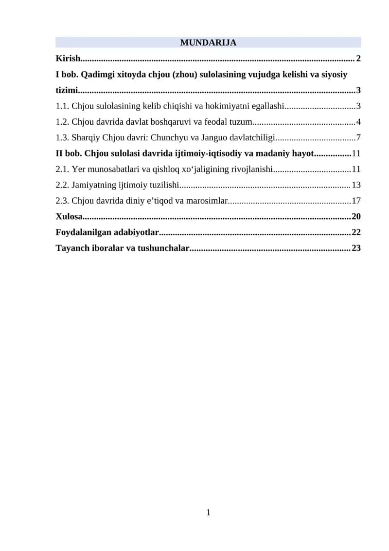 Qadimgi Xitoy Chjou sulolasi davrida 1