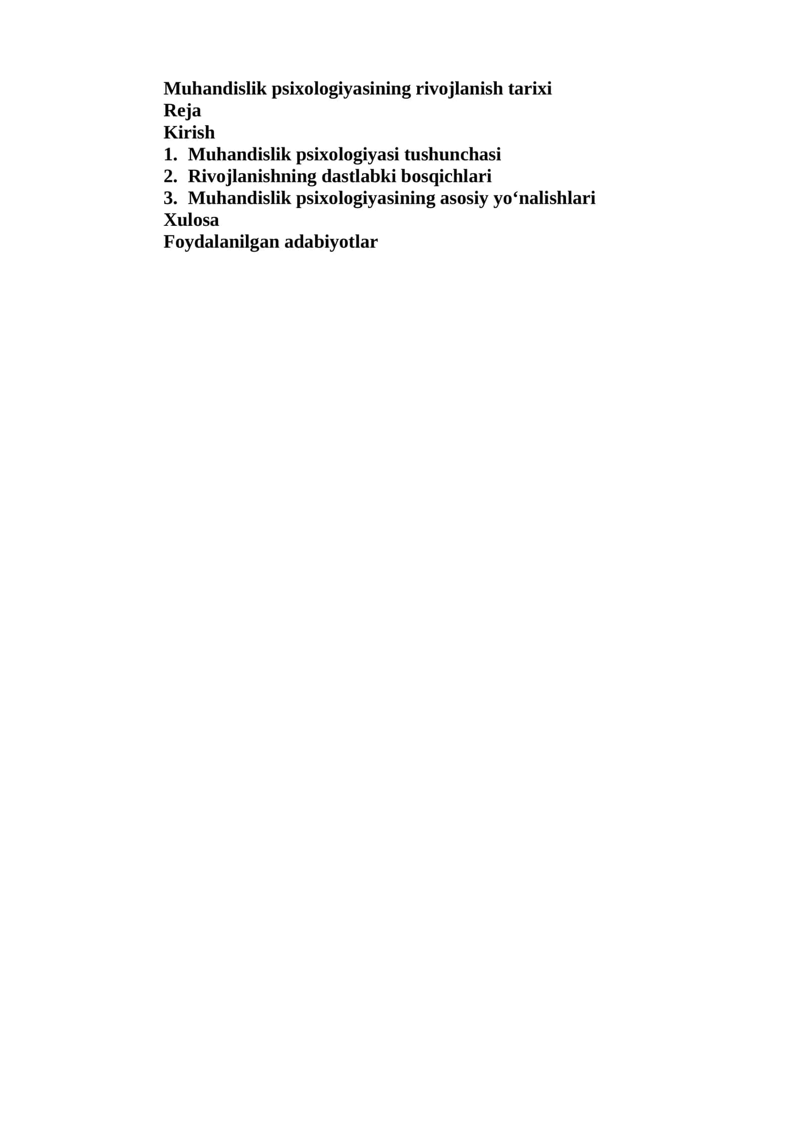 Muhandislik psixologiyasining rivojlanish tarixi 1