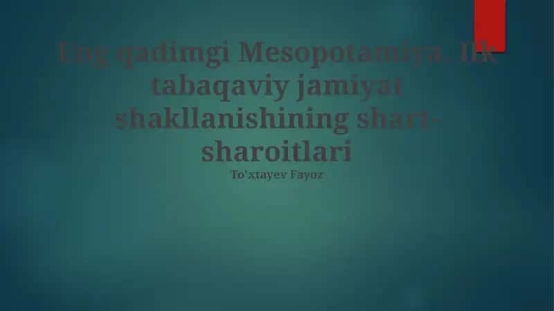 Eng qadimgi Mesopotamiya 1