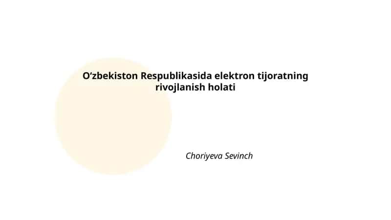 Elektron Tijoratning Rivojlanish Holati