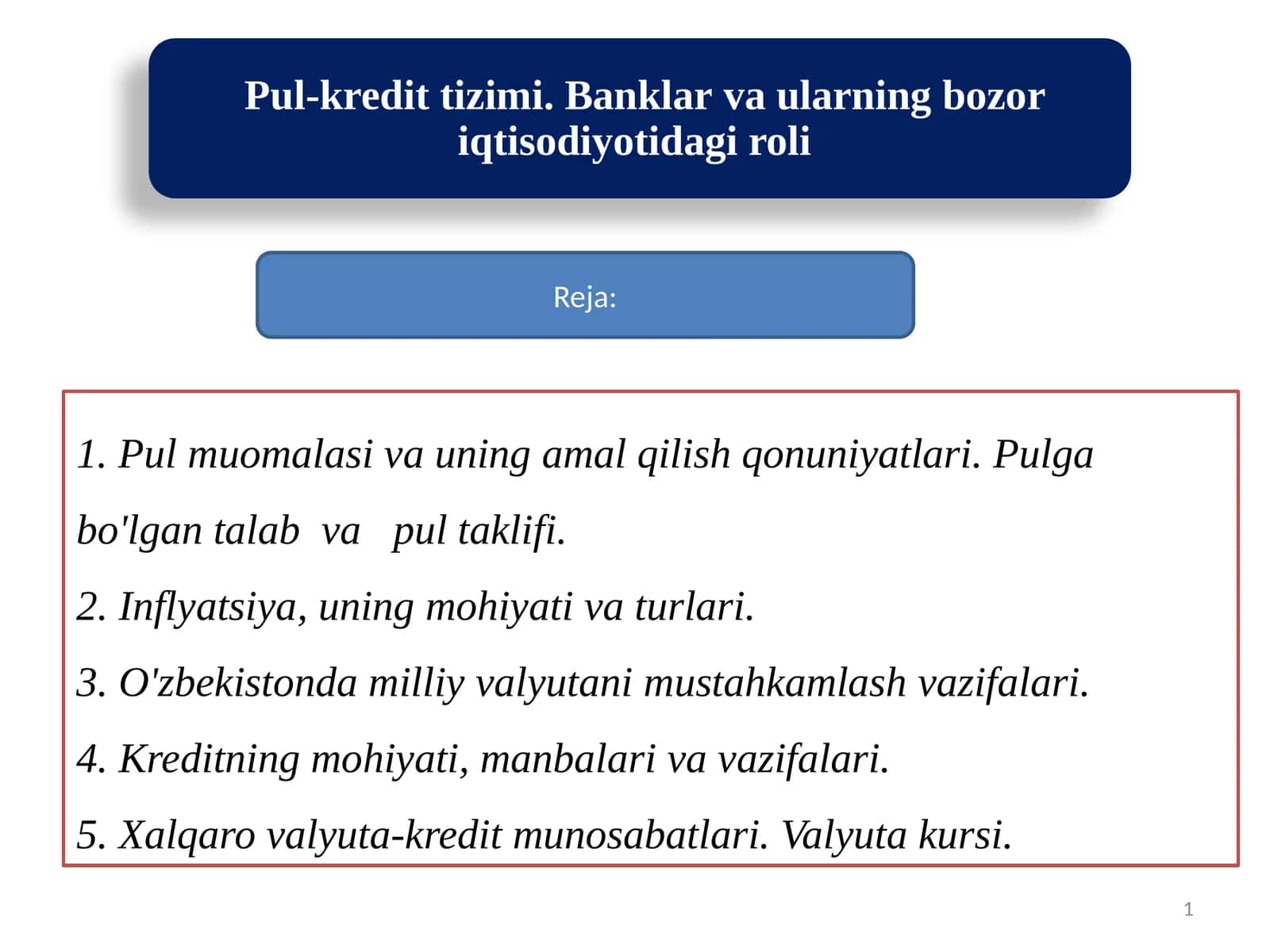 pul kredit tizimi 1