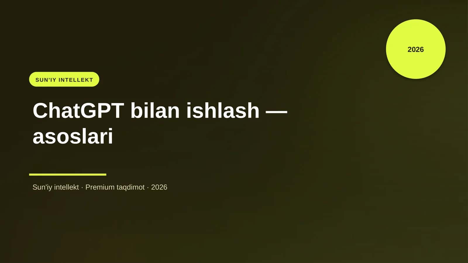 ChatGPT bilan ishlash — asoslari 1