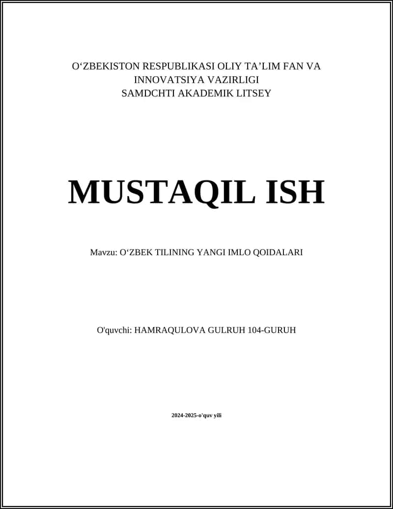 Oʻzbek Tilining Yangi Imlo Qoidalari 1