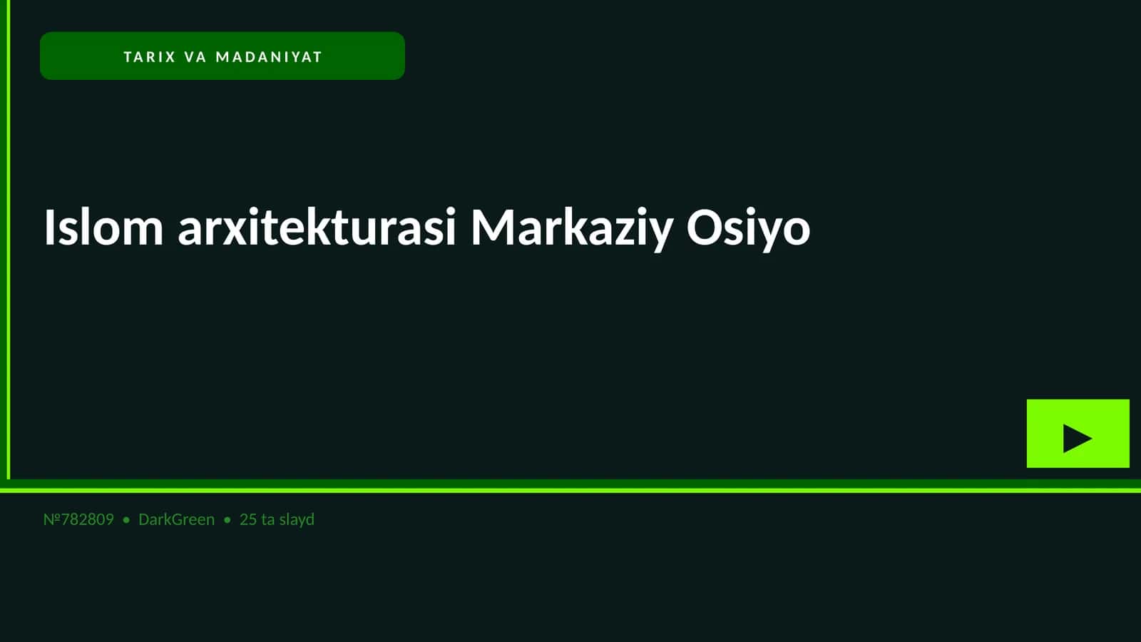 Islom arxitekturasi Markaziy Osiyo 1