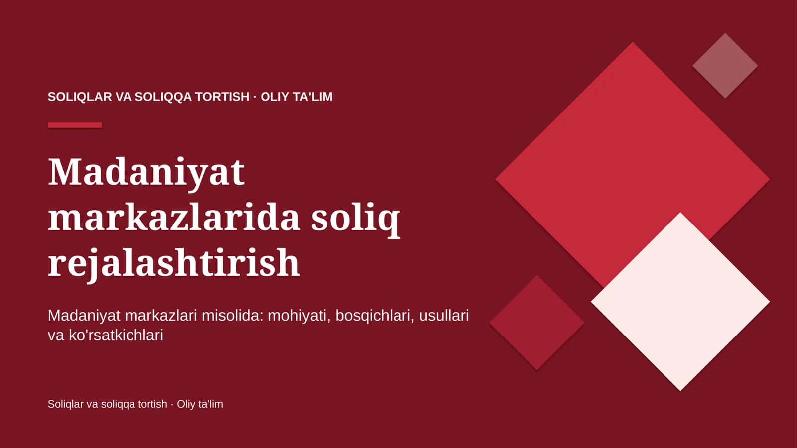 Madaniyat markazlarida soliq rejalashtirish 1