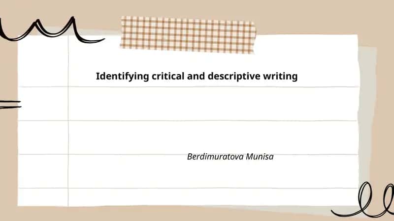 Identifying critical and descriptive writing 1