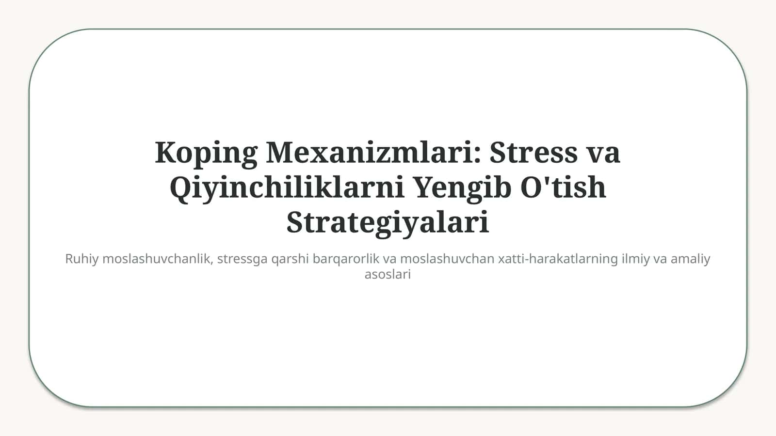 Koping mexanizmlari — stressni yengishning psixologik usullari 1