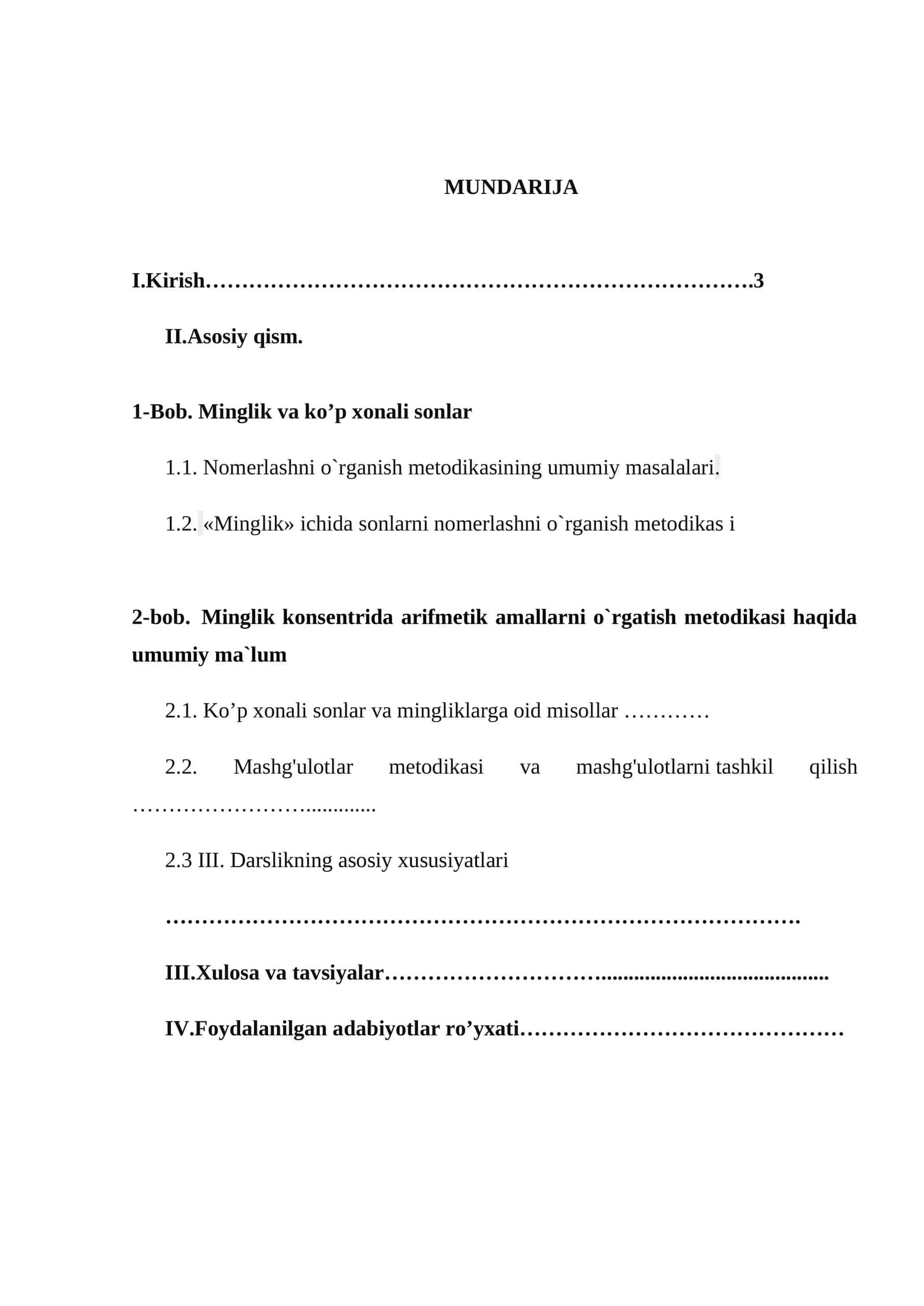 Minglik va Ko'p Xonali Sonlar 1