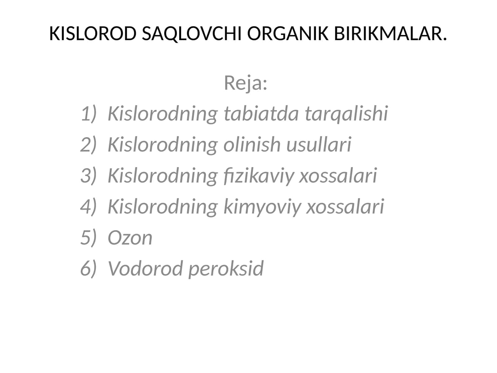 KISLOROD SAQLOVCHI ORGANIK BIRIKMALAR 1