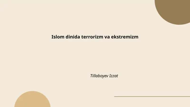 Islom dinida terrorizm va ekstremizm 1