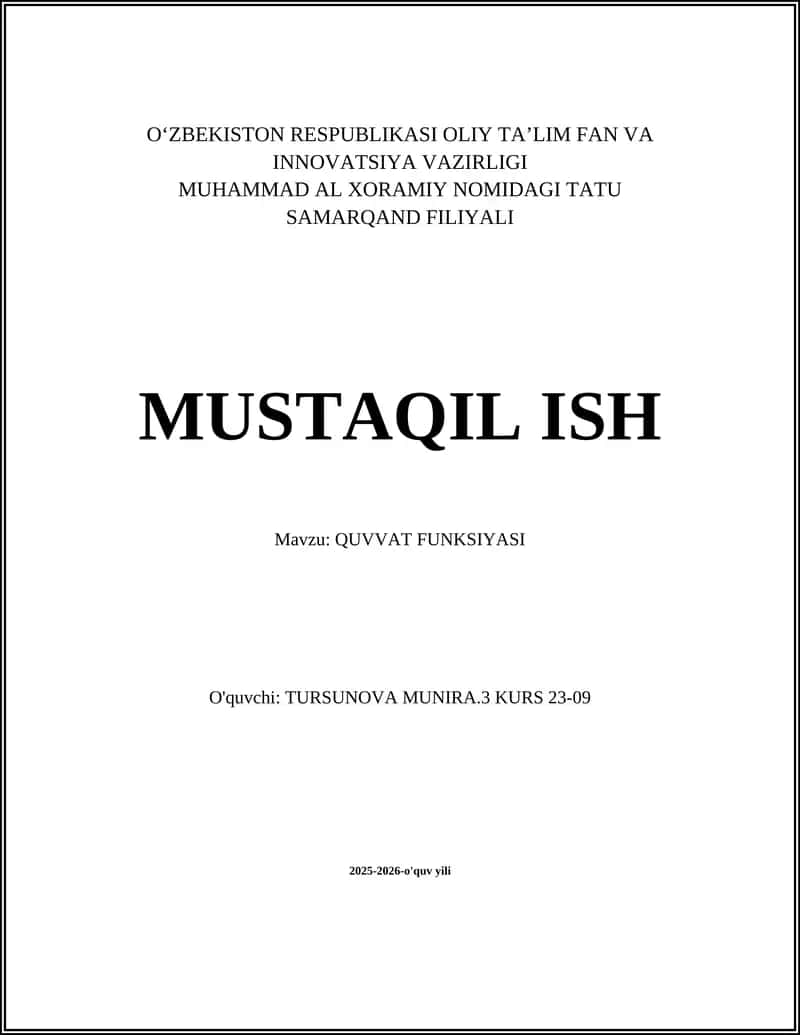 QUVVAT FUNKSIYASI 1
