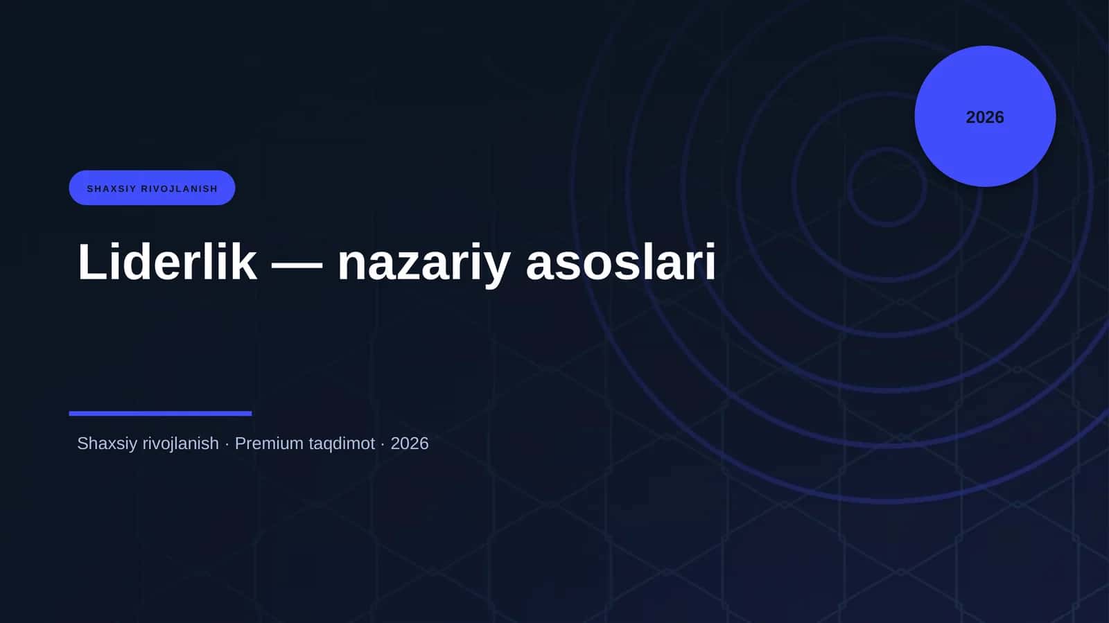 Liderlik — nazariy asoslari 1