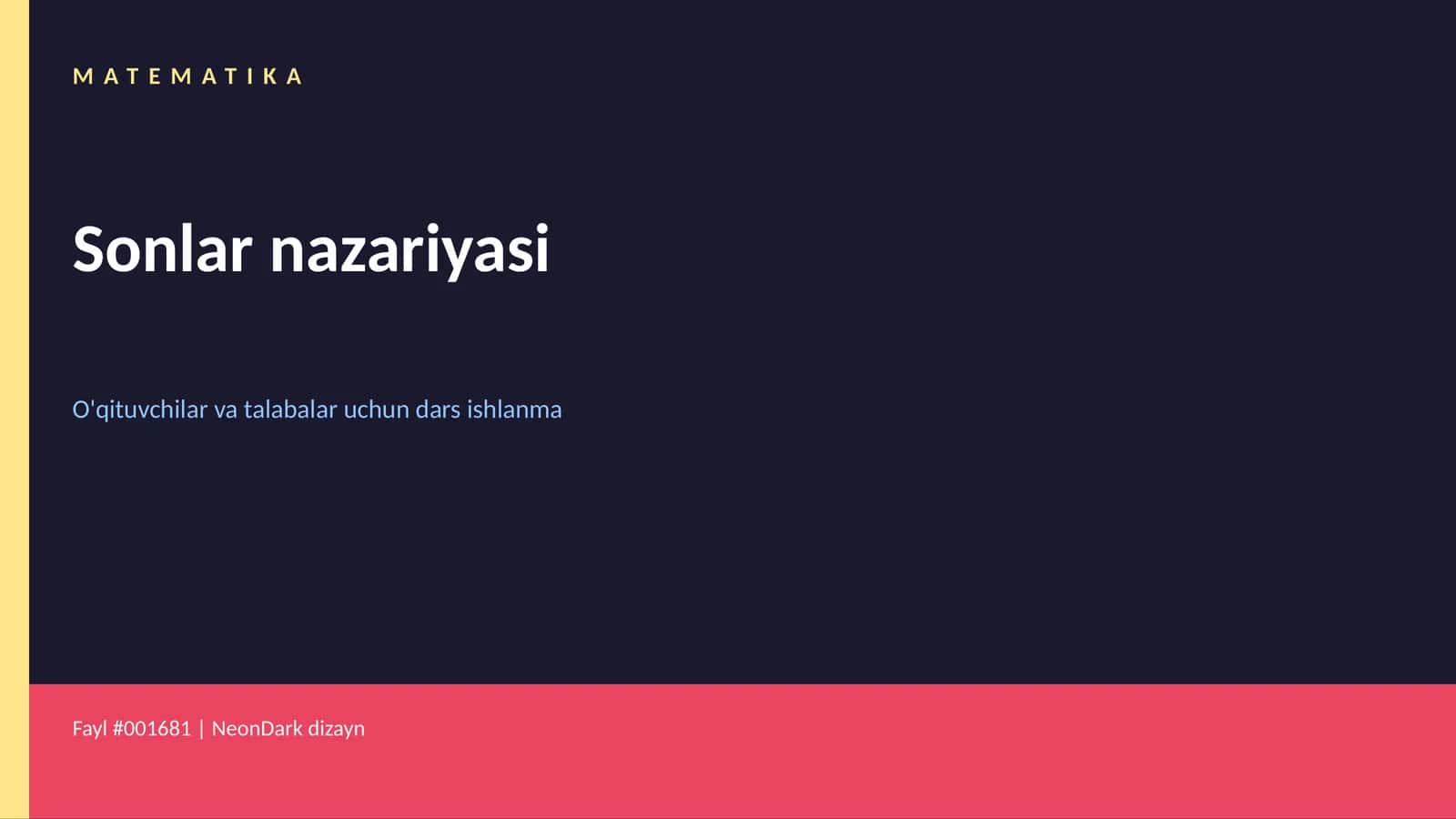 Sonlar nazariyasi 1