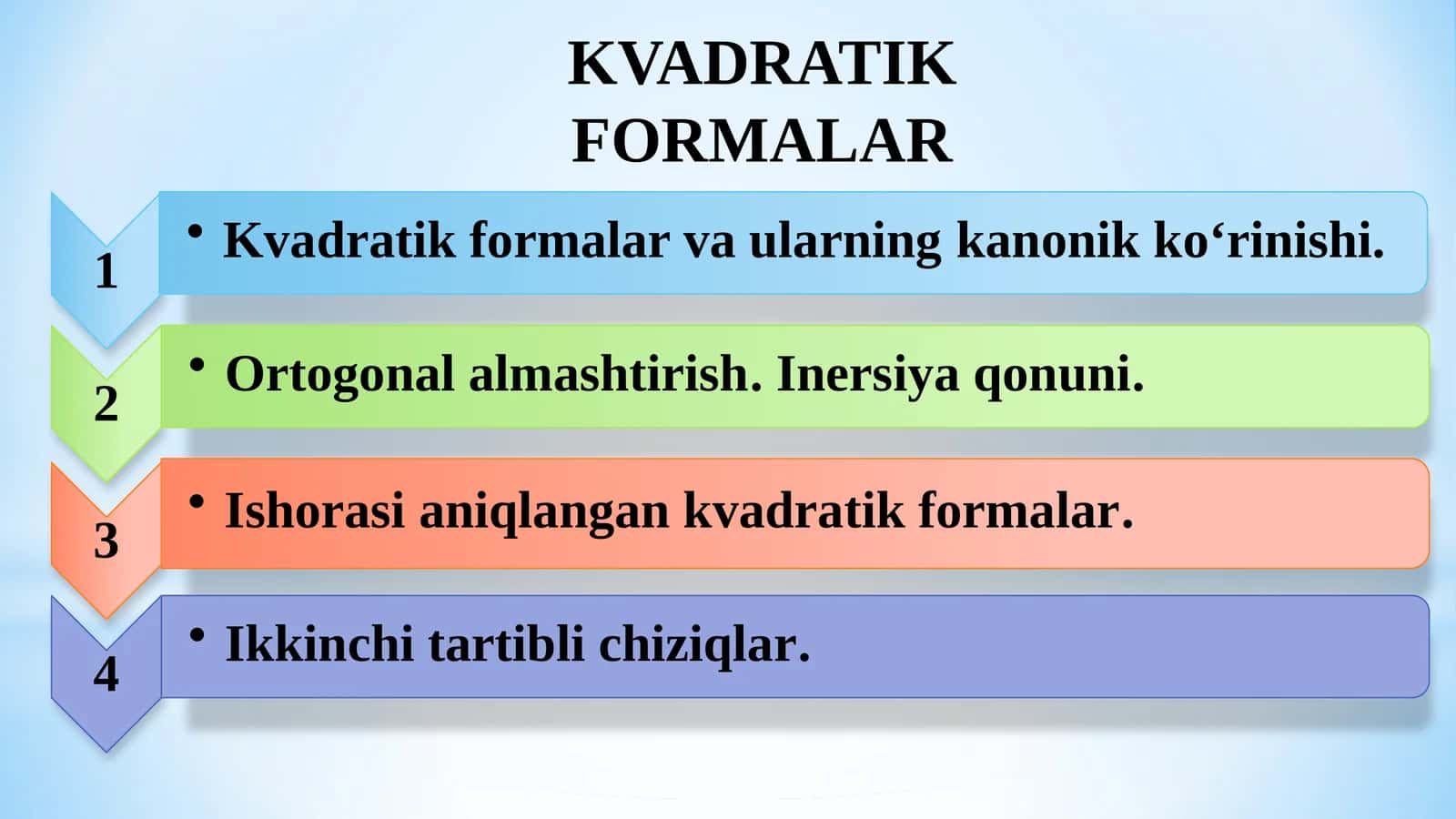 Kvadratik formalarga ko'nikalar 1