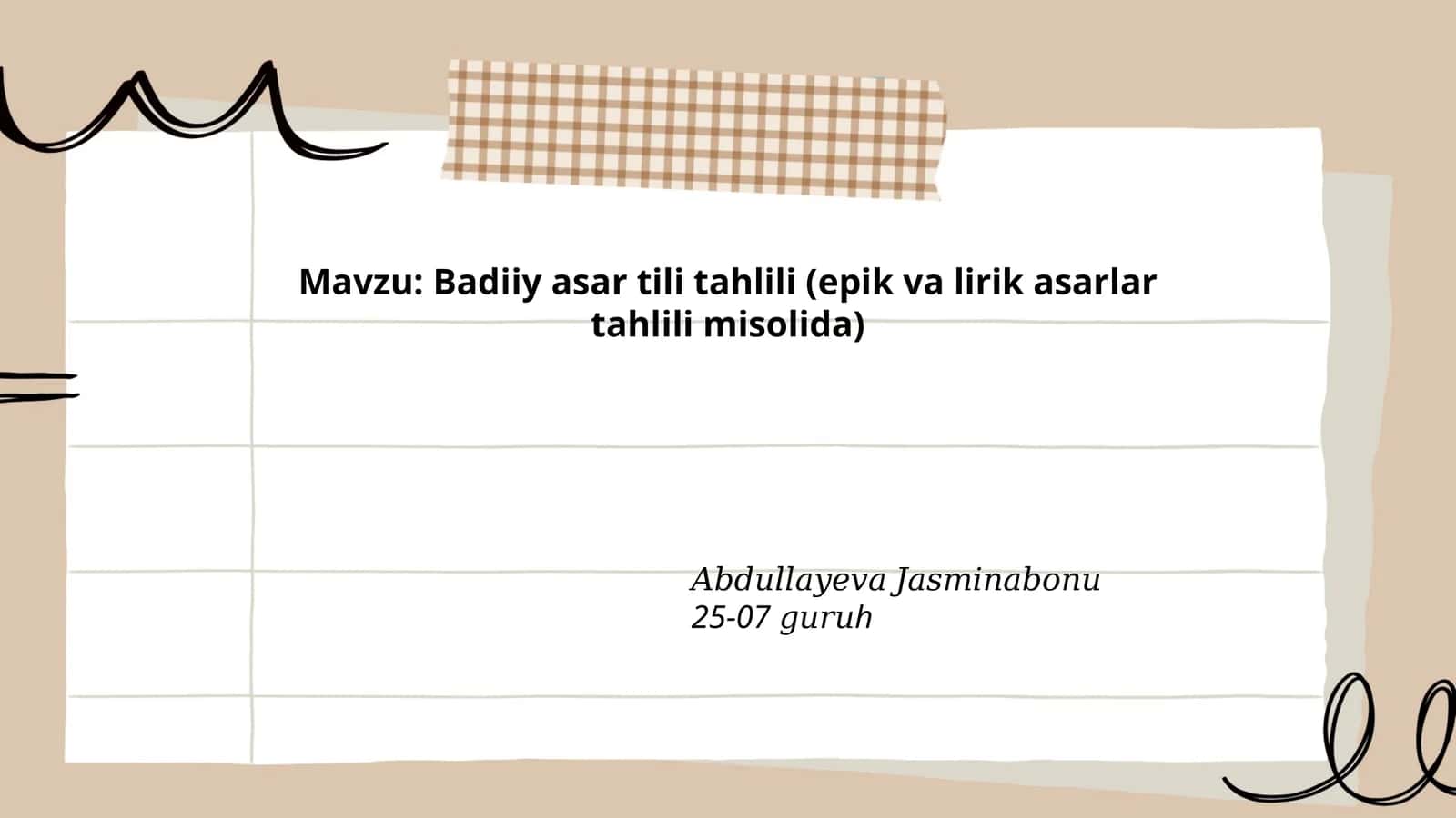Badiiy asar tili tahlili (epik va lirik asarlar tahlili misolida) 1
