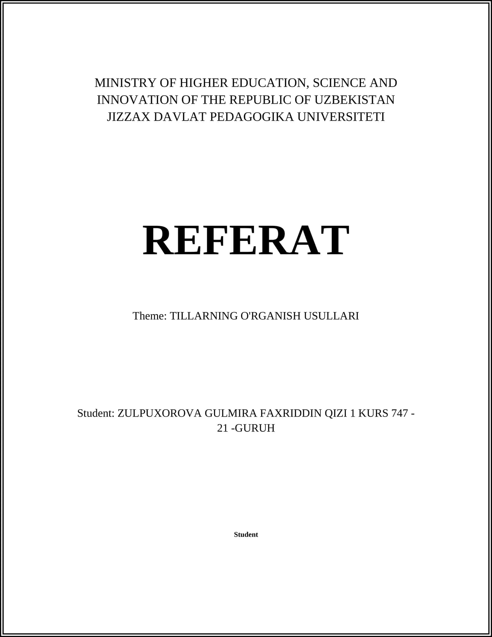 TILLARNING O'RGANISH USULLARI 1