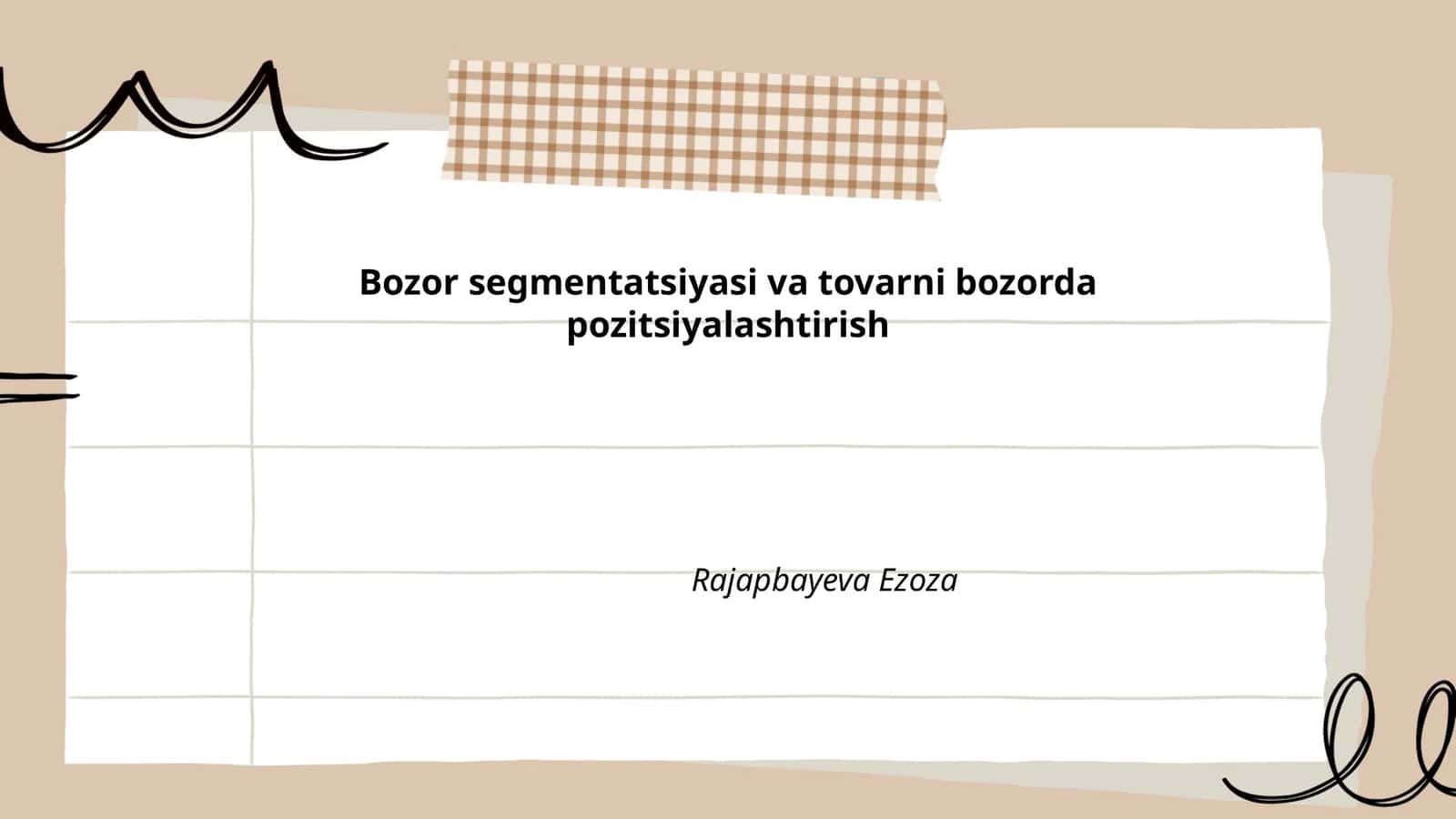 Bozor segmentatsiyasi va tovarni bozorda pozitsiyalashtirish 1