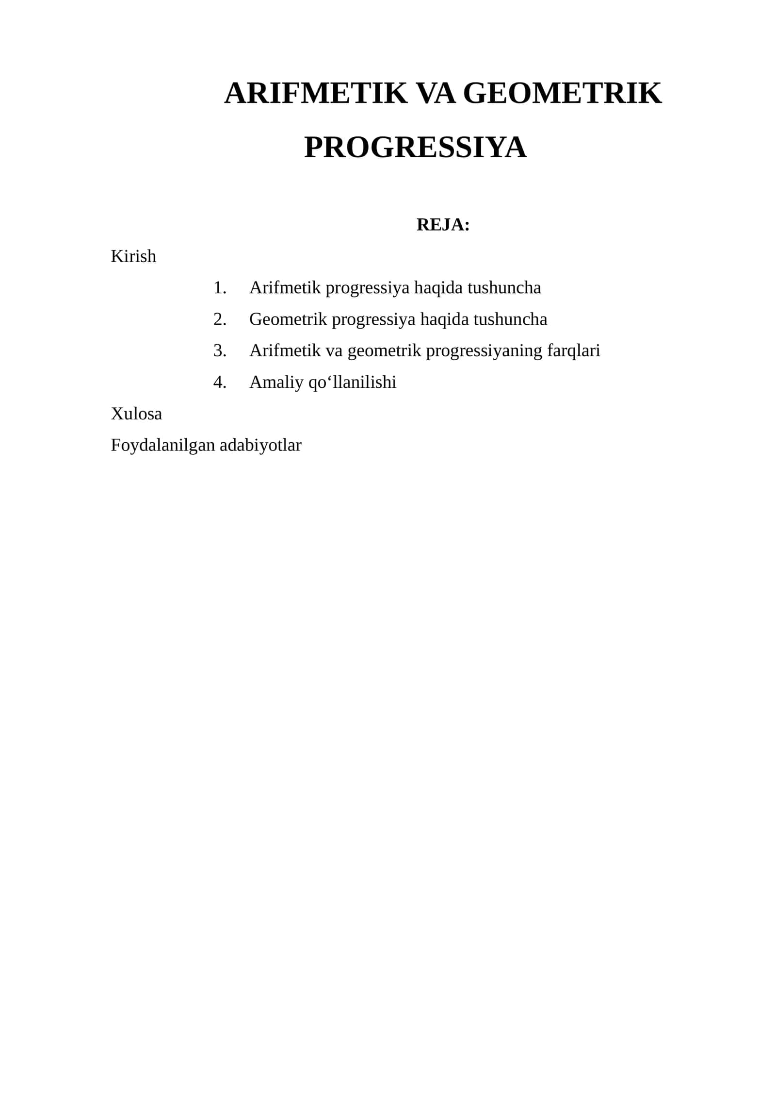 ARIFMETIK VA GEOMETRIK PROGRESSIYA 1