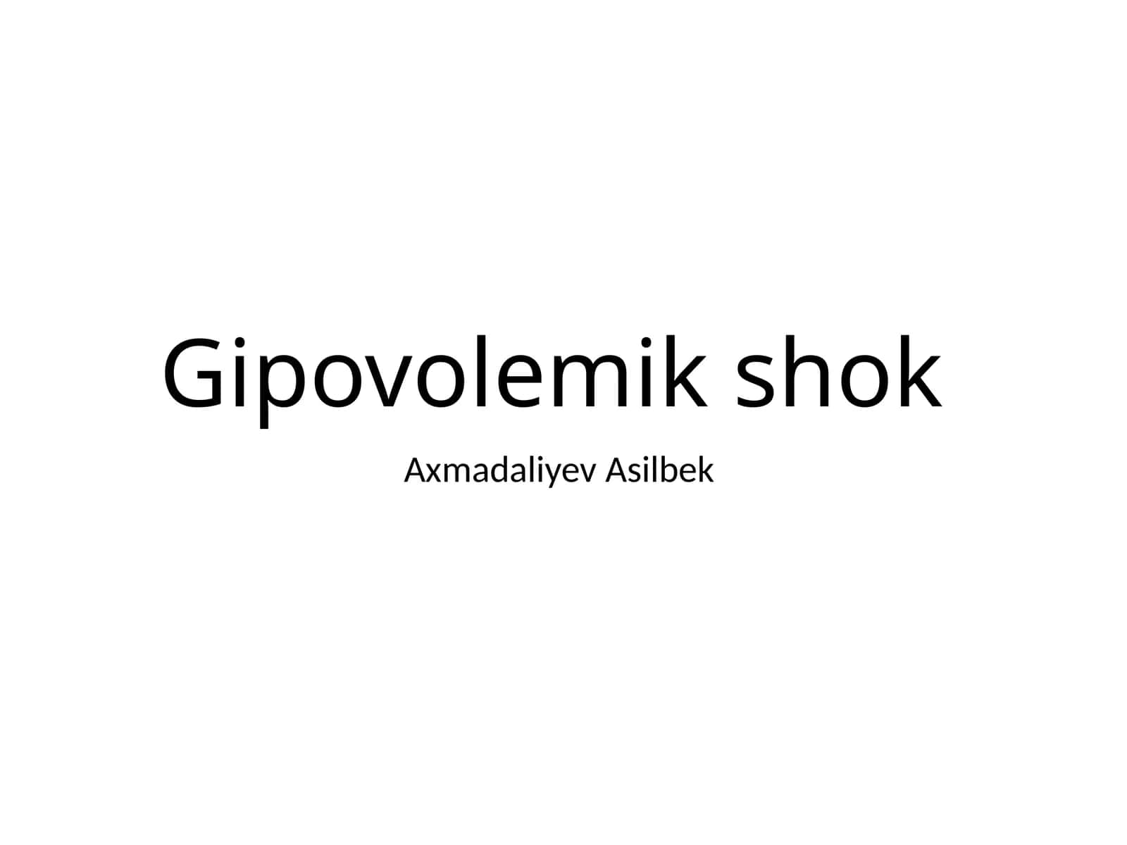 Gipovolemik shok 1