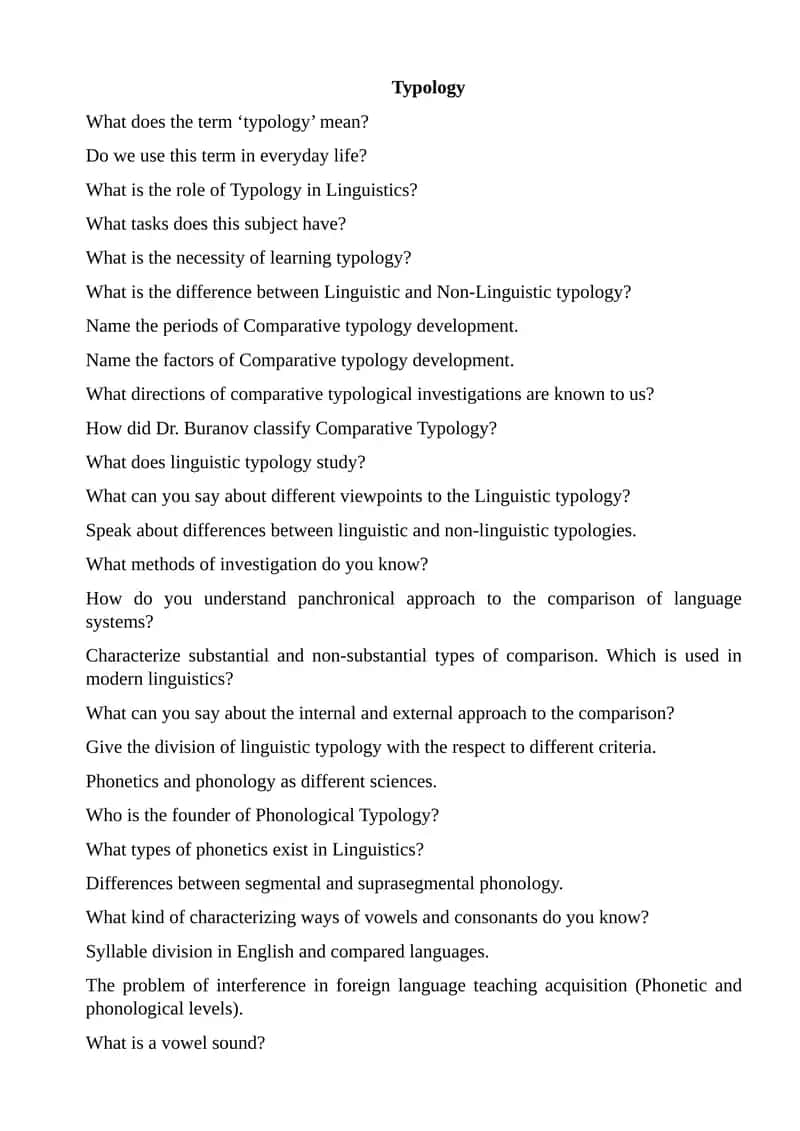 Typology 1