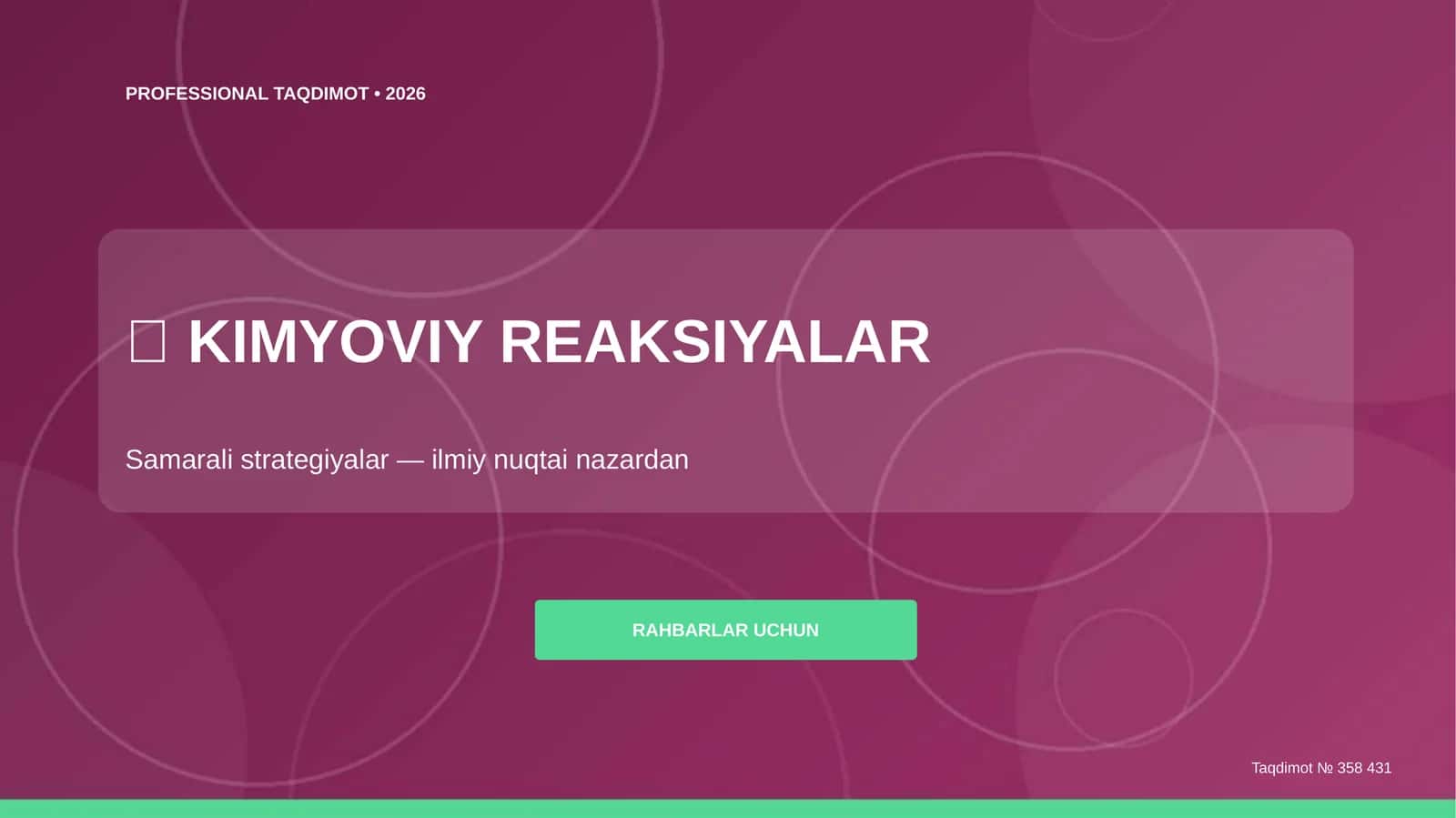 KIMYOVIY REAKSIYALAR Samarali strategiyalar 1