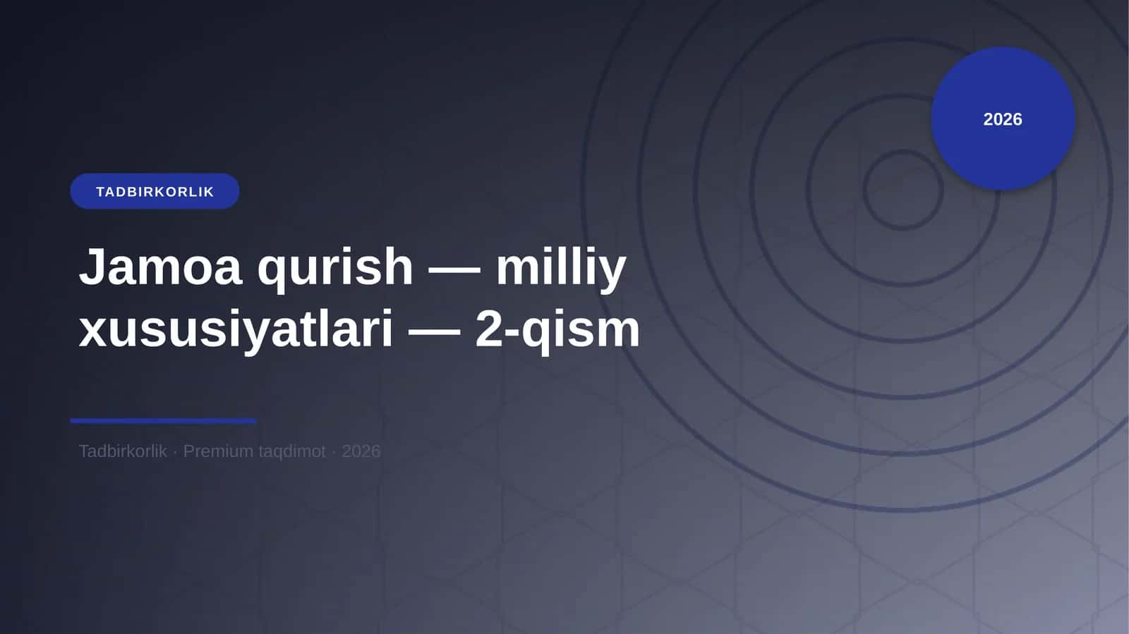 Jamoa qurish — milliy xususiyatlari — 2-qism 1