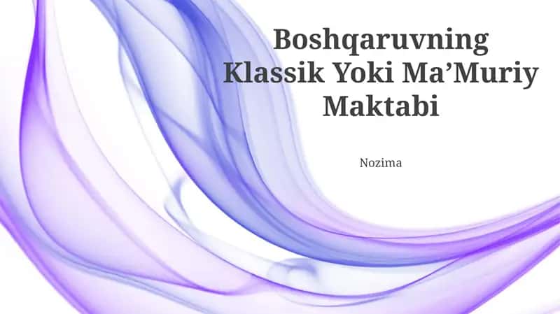 Klassik Yoki MaʼMuriy Maktabi 1
