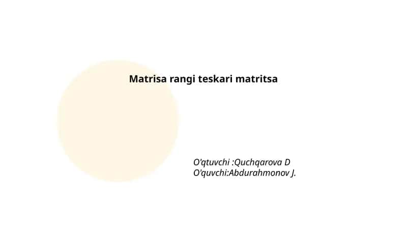 Matrisa rangi teskari matritsa 1