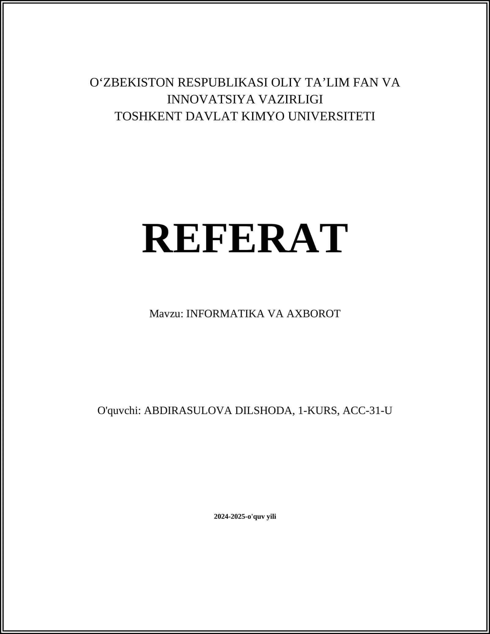 INFORMATIKA VA AXBOROT 1