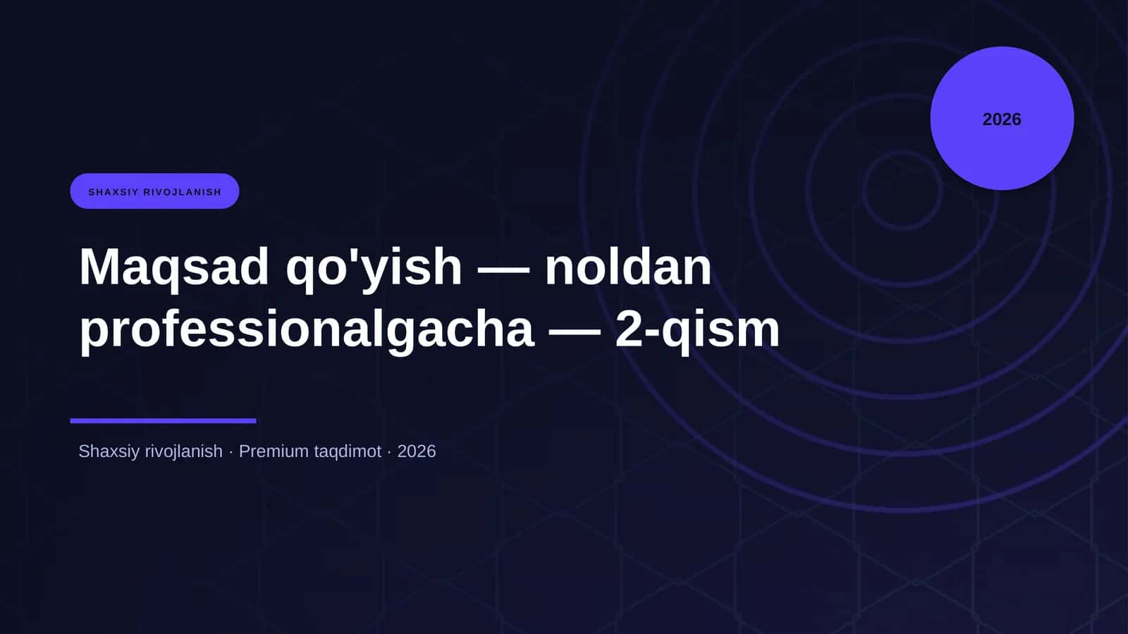 Maqsad qo'yish — noldan professionalgacha — 2-qism 1