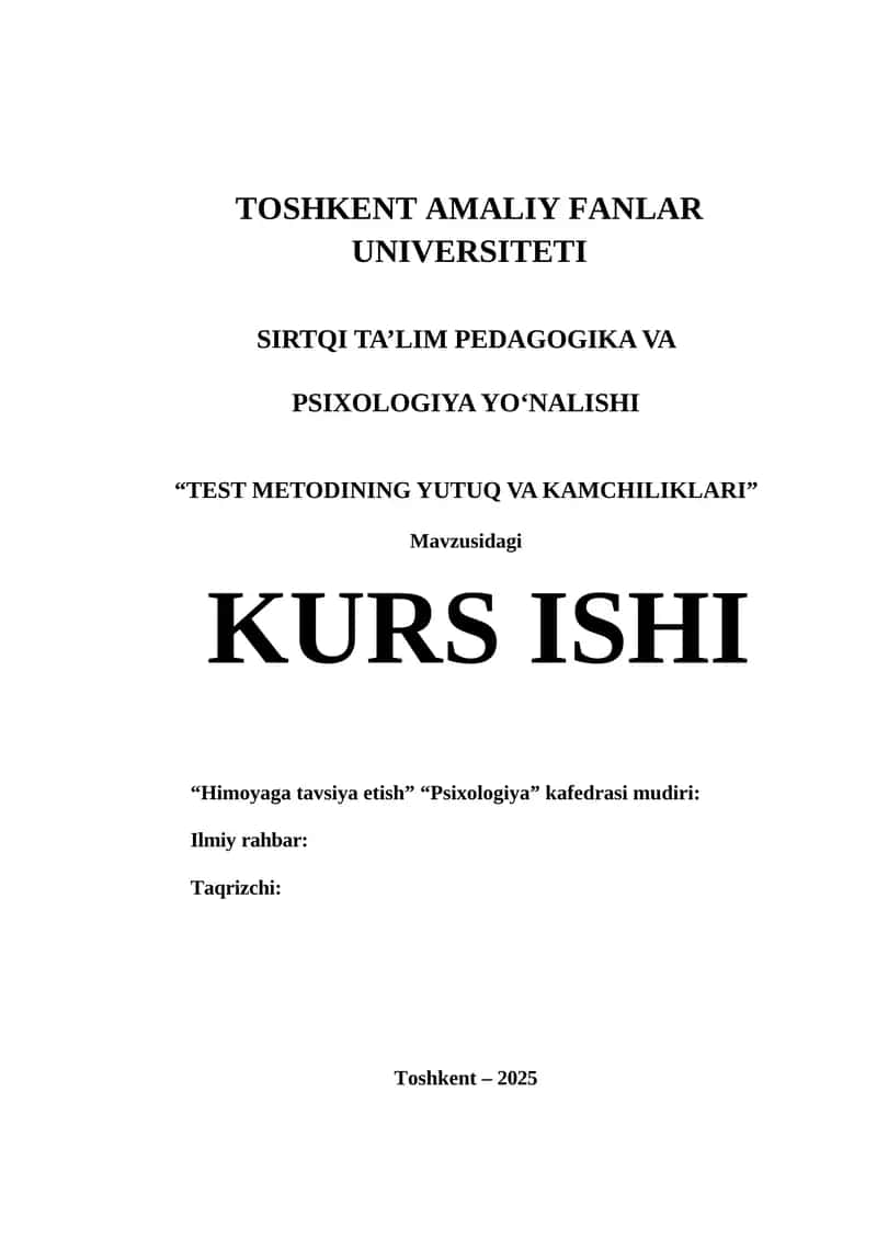 TEST METODINING YUTUQ VA KAMCHILIKLARI 1