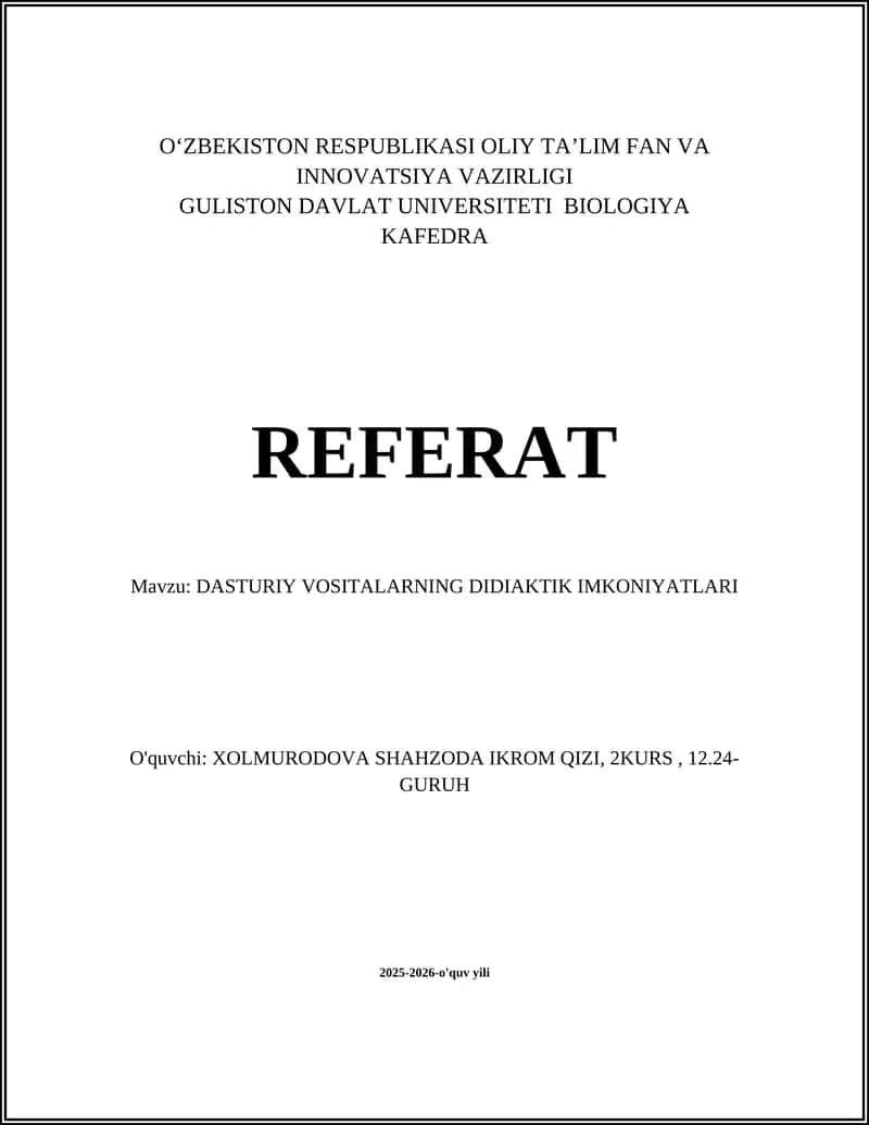 Dasturiy Vositalarning Didaktik Imkoniyatlari 1