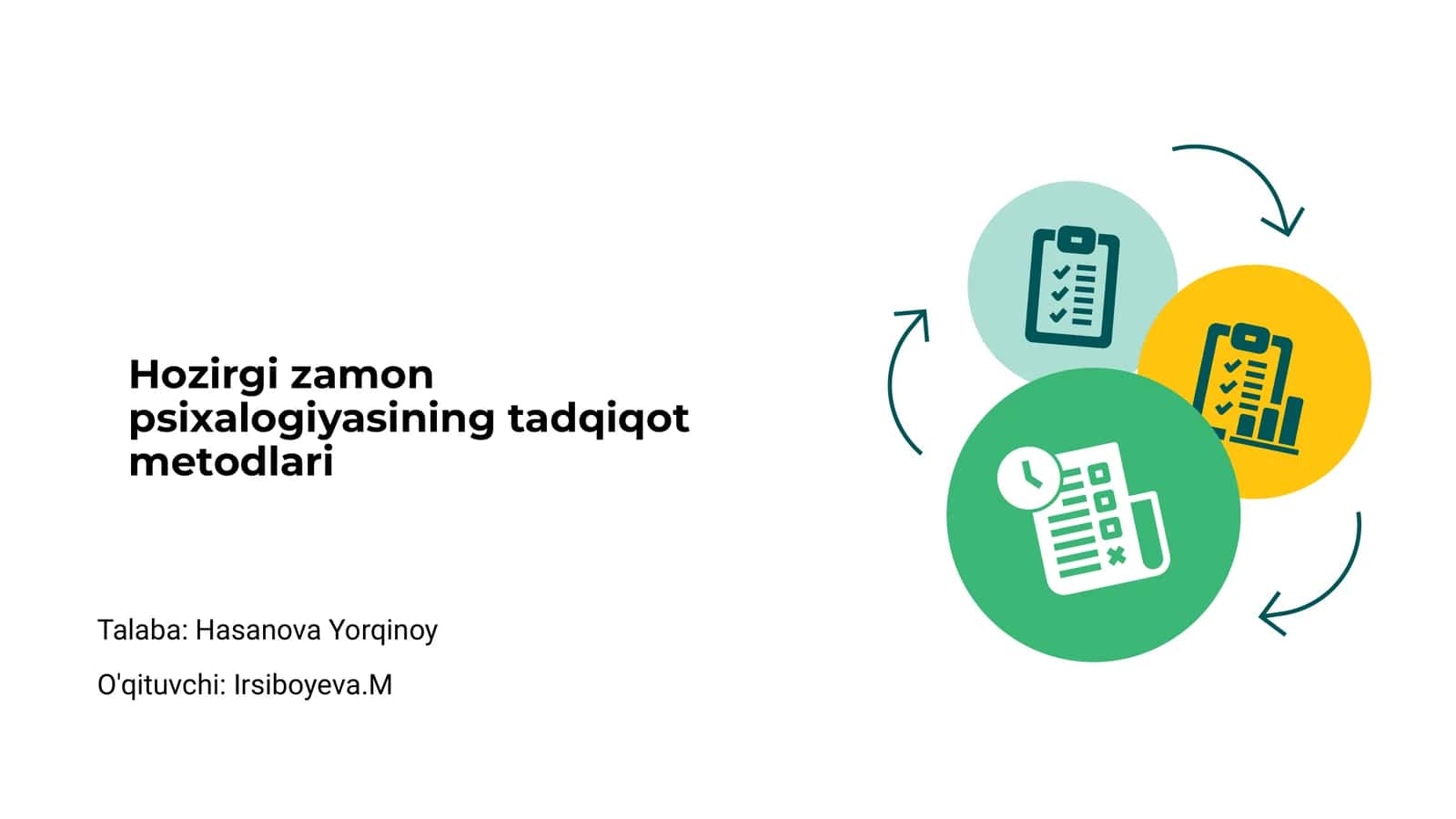 Hozirgi zamon psixalogiyasining tadqiqot metodlari 1