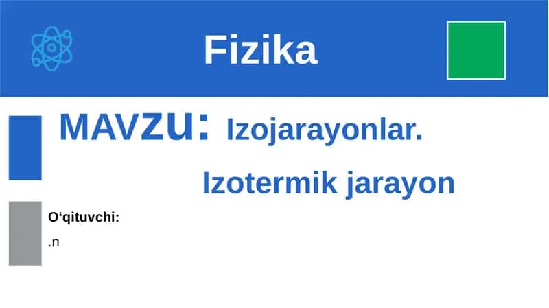Izojarayonlar. Izotermik jarayon 1