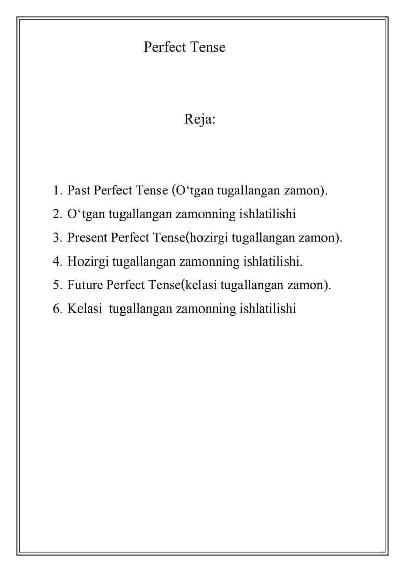 Perfect Tense 1
