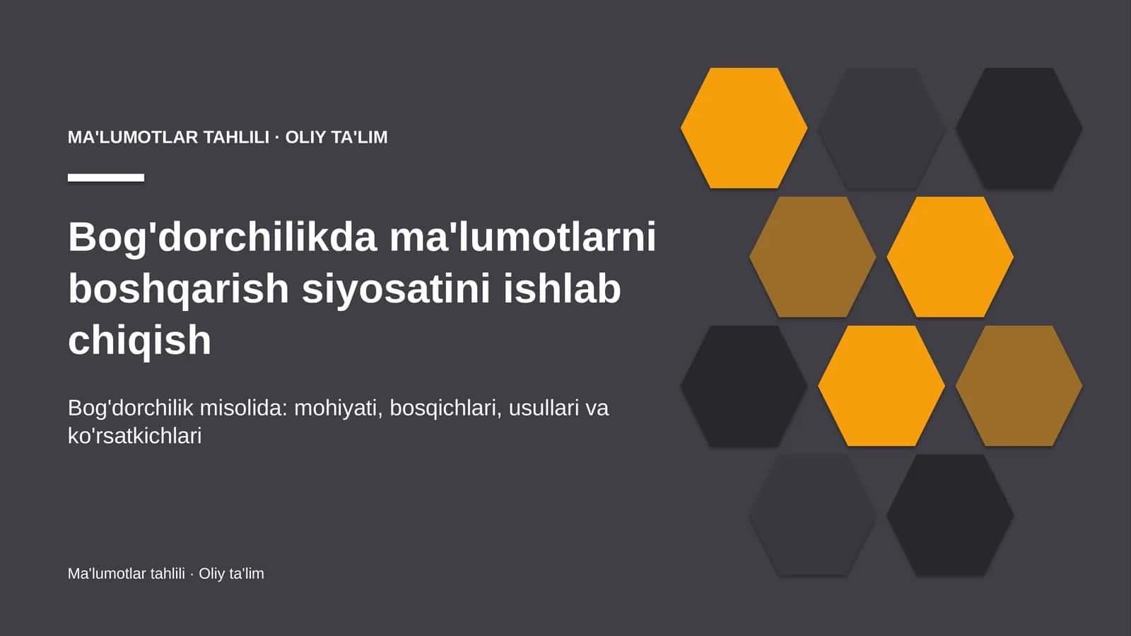 Ma'lumotlar Tahlili · Oliy Ta'lim 1