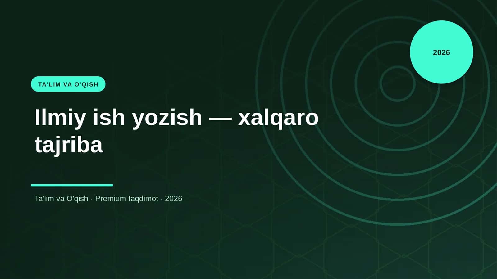 Ilmiy ish yozish — xalqaro tajriba 1
