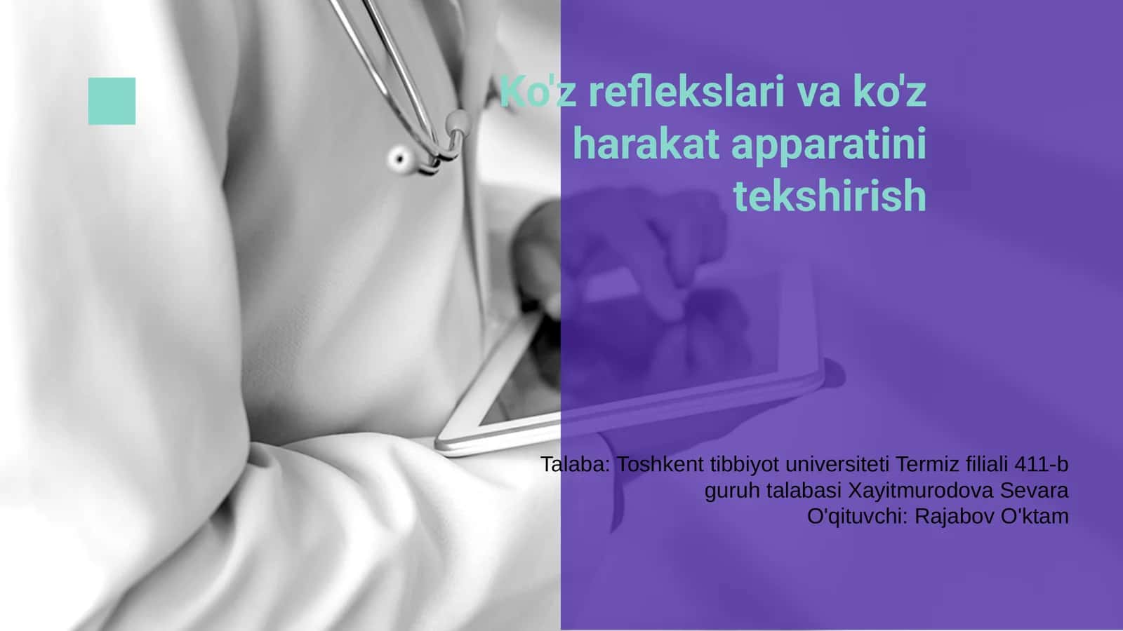 Ko'z reflekslari va ko'z harakat apparatini tekshirish 1