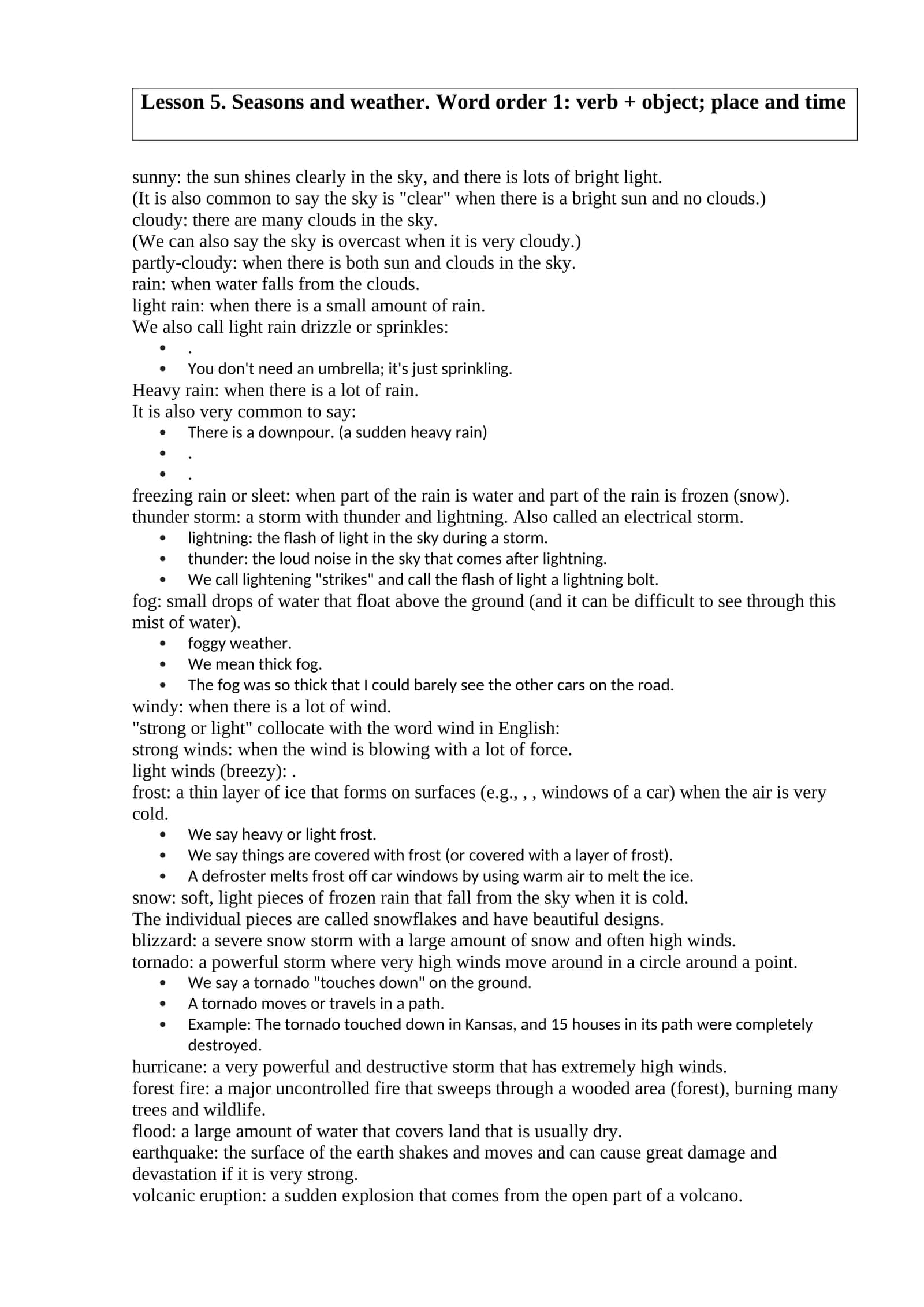 Seasons and Weather 1