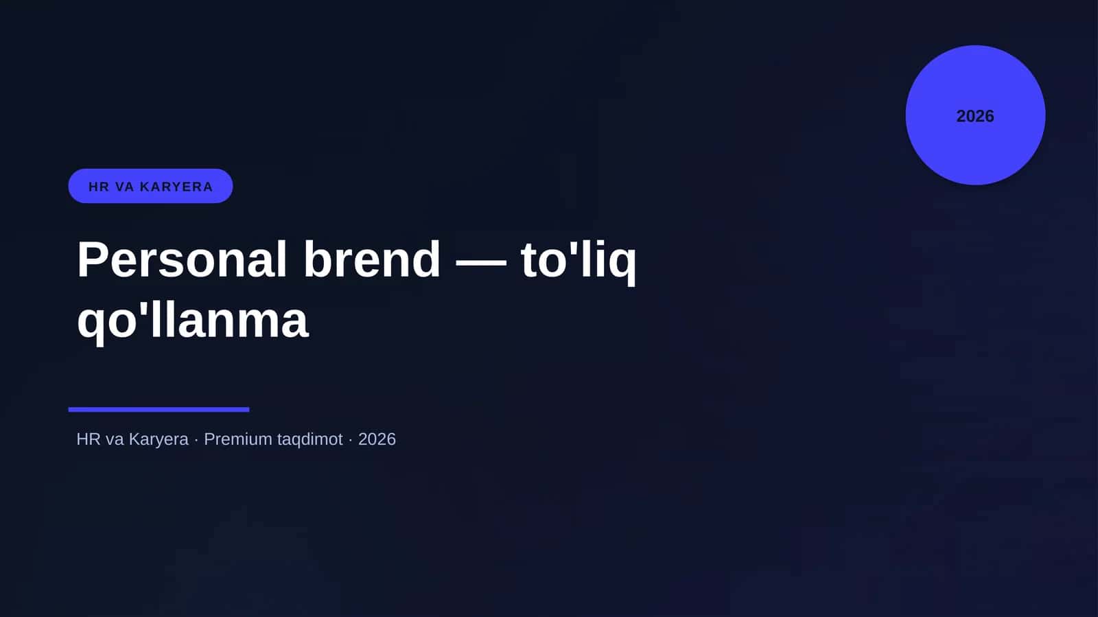 Personal brend — to'liq qo'llanma 1