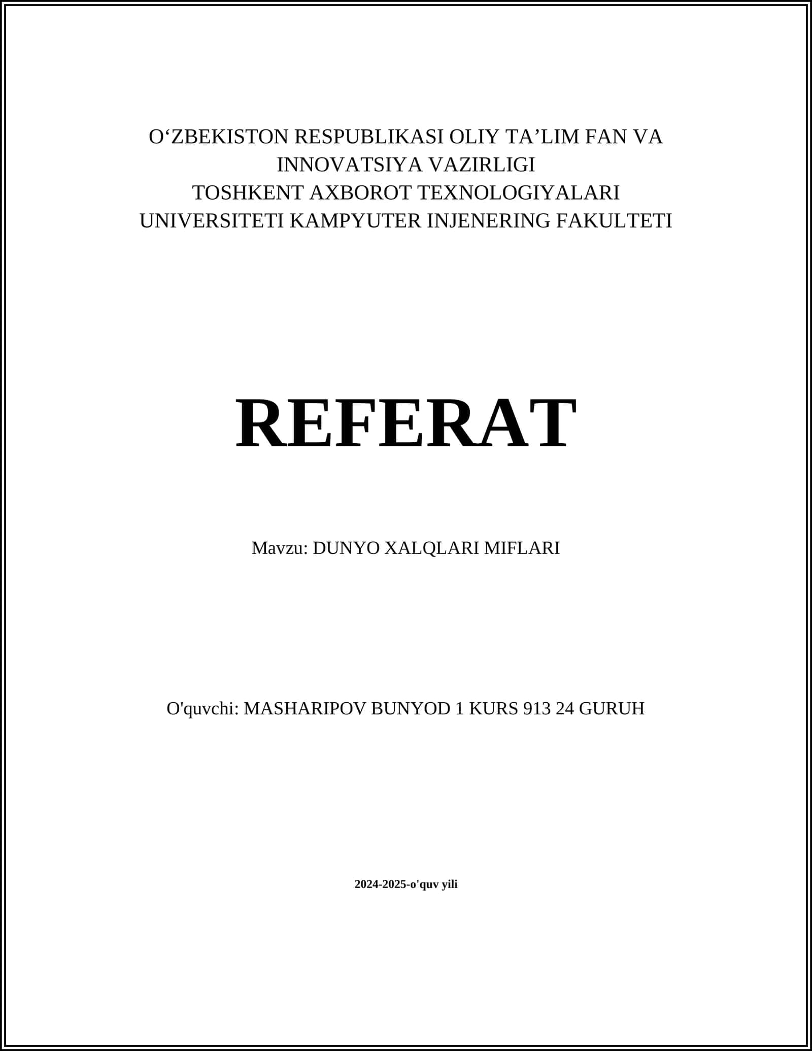 DUNYO XALQLARI MIFLARI 1