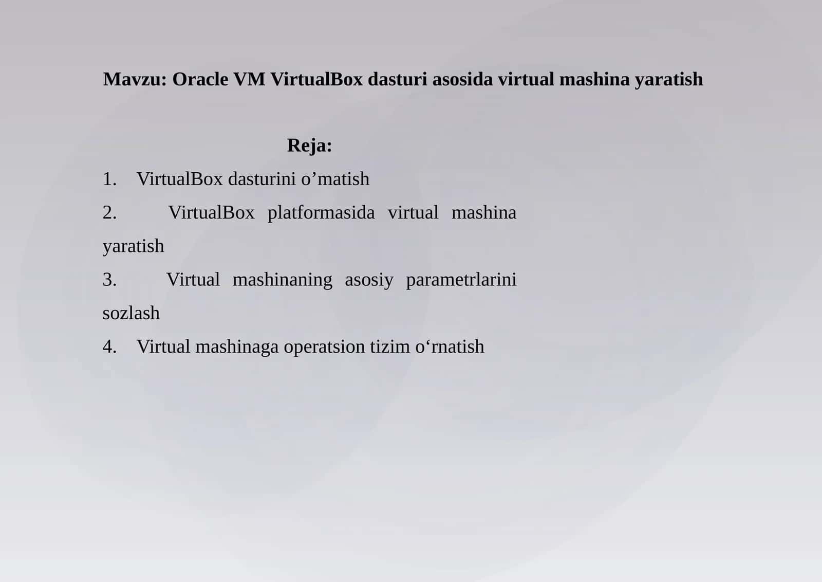 Oracle VM VirtualBox dasturiasosidavirtualmashinayaratish 1