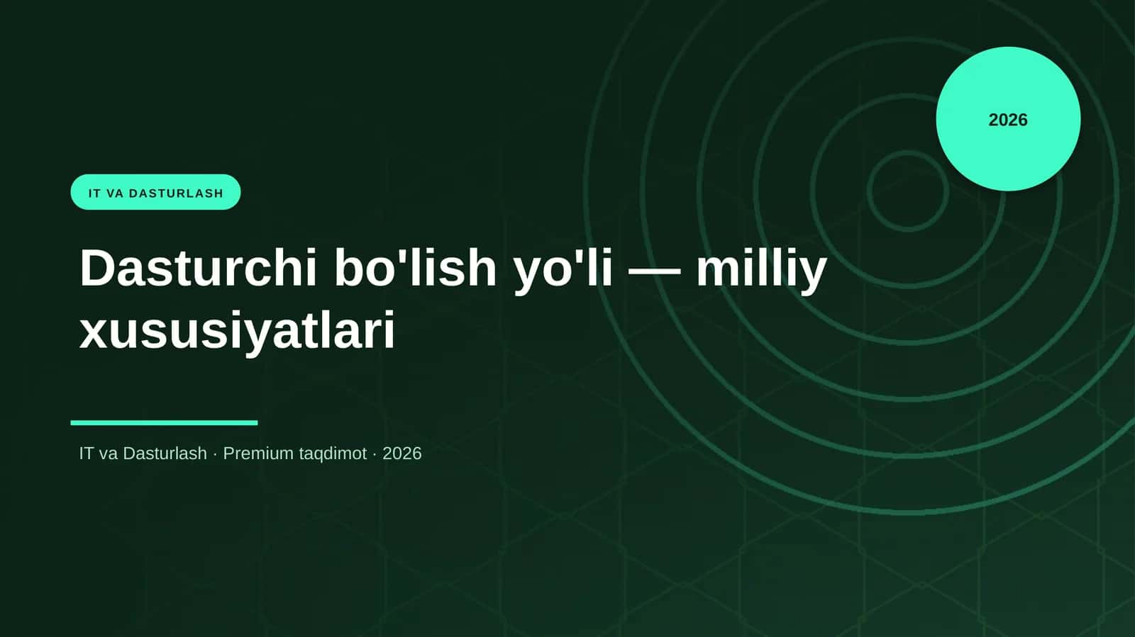 Dasturchi bo'lish yo'li — milliy xususiyatlari 1