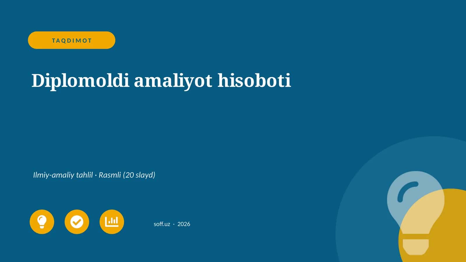 Diplomoldi amaliyot hisoboti 1