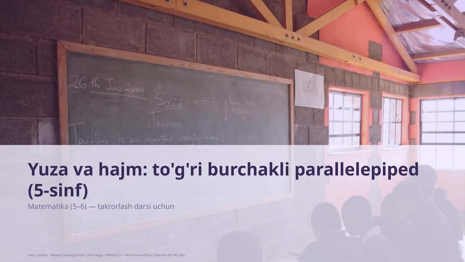 Yuza va hajm: to'g'ri burchakli parallelepiped (5-sinf) 1