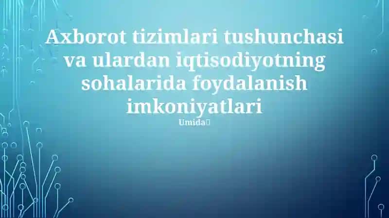 Axborot tizimlari va Iqtisodiyot