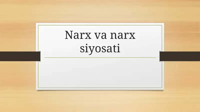 Narx va narx siyosati 1